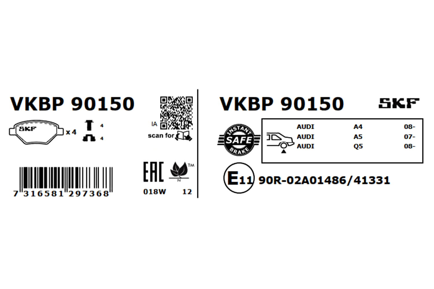 SKF VKBP 90150 set placute...